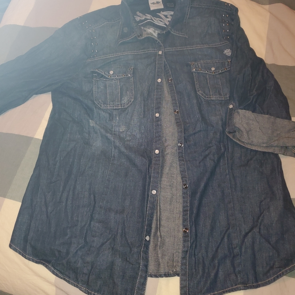 Harley Davidson Jean button up Size XL